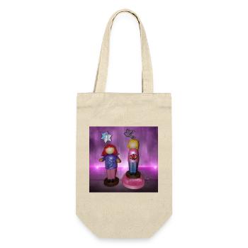 Glitzernde Fantasiefiguren Duo - Geschenkbeutel für Flaschen - Natur - Vorne