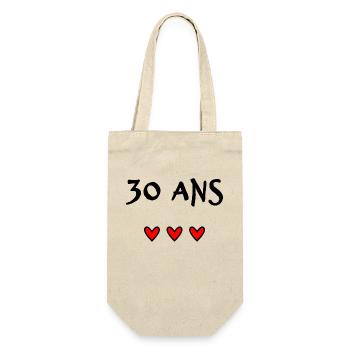 30 ANS. 30e ANNIVERSAIRE. ANNIVERSAIRE 30 ANS - Sac à bouteille - nature - Devant