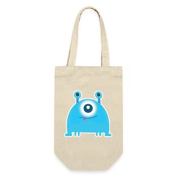 Cute One-Eyed Monster | Funny Blue Chibi Alien - Gift Bag for Bottles - nature - Front