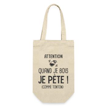 je bois je pète comme tonton Cadeau Humour Droles - Sac à bouteille - nature - Devant