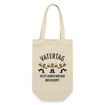 Vatertag – Bier Im Kopf (Karikatur Tanz / 3C / B) - Geschenkbeutel für Flaschen - Natur - Vorne