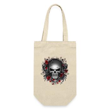dark gothic skull with red roses - Gift Bag for Bottles - nature - Front