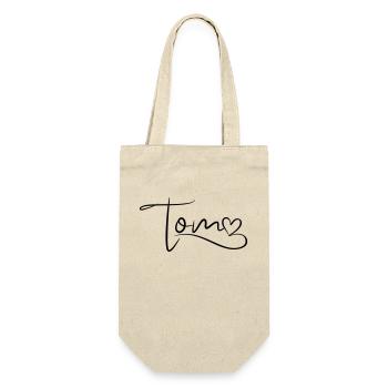 Tom Last Name First Name Heart Decor - Gift Bag for Bottles - nature - Front