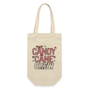 Festliche Zuckerstangen-Crew Weihnachten - Geschenkbeutel für Flaschen - Natur - Vorne