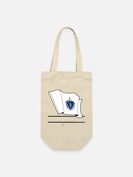Flagge Massachusetts Textbanner - Geschenkbeutel für Flaschen - Natur