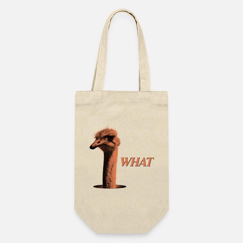 What?! – Grummelnder Strauß - Geschenkbeutel für Flaschen - Natur