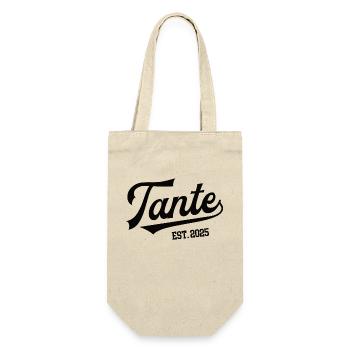 Tante 2025 Du Wirst Patentante Baby Ankündigung - Geschenkbeutel für Flaschen - Natur - Vorne