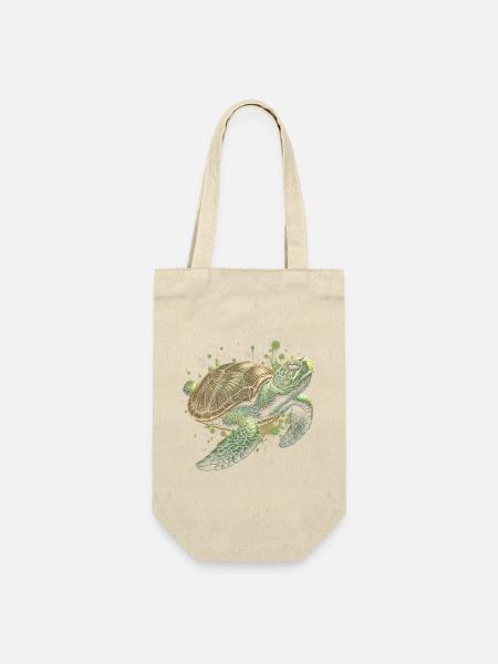 Coole Schildkröte als schickes Porträt - Geschenkbeutel für Flaschen - Natur