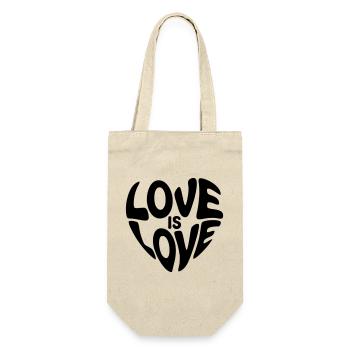 Liebe ist Liebesherz - Meaningful Pride Design - Geschenkbeutel für Flaschen - Natur - Vorne