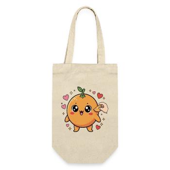 süße Kawaii Manga Orange - Geschenkbeutel für Flaschen - Natur - Vorne
