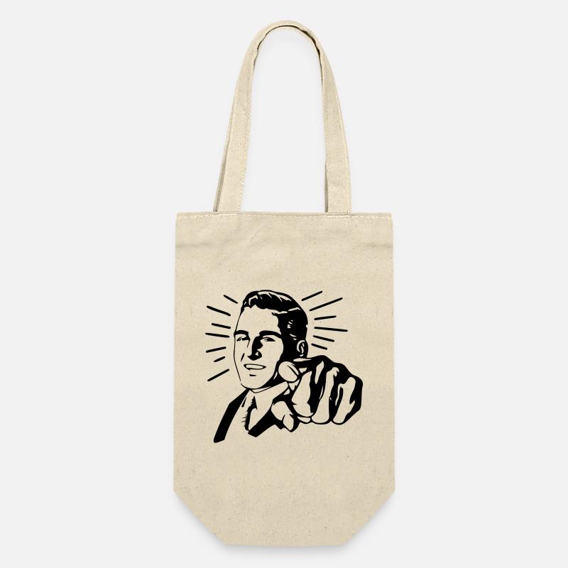 Zeigender Mann - Geschenkbeutel für Flaschen - Natur