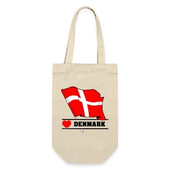DÄNEMARK – Flagge mit Herz - Geschenkbeutel für Flaschen - Natur - Vorne