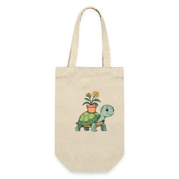 Petite tortue avec pot - Sac à bouteille - nature - Devant