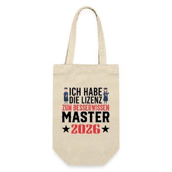 Master 2026 Abschluss Promotion Sponsion - Geschenkbeutel für Flaschen - Natur - Vorne
