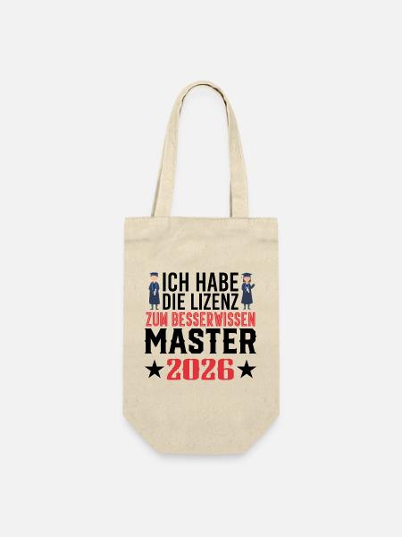 Master 2026 Abschluss Promotion Sponsion - Geschenkbeutel für Flaschen - Natur