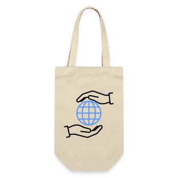 Weltkugel Hände Umriss Global - Geschenkbeutel für Flaschen - Natur - Vorne