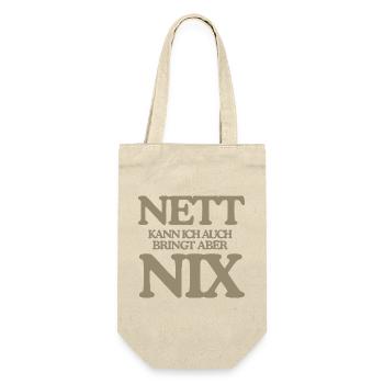 Lustiger Spruch Nett Kann Ich Auch Bringt Nix Retr - Geschenkbeutel für Flaschen - Natur - Vorne