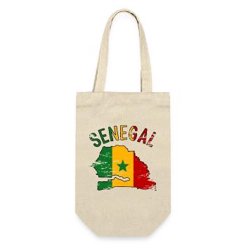 Senegal Flagge Landkarte Silhouette used - Geschenkbeutel für Flaschen - Natur - Vorne