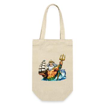 Neptun mit Seegelschiff - Geschenkbeutel für Flaschen - Natur - Vorne