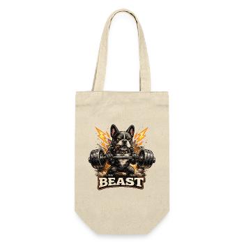 Beast Bulldog Kraftheben - Geschenkbeutel für Flaschen - Natur - Vorne