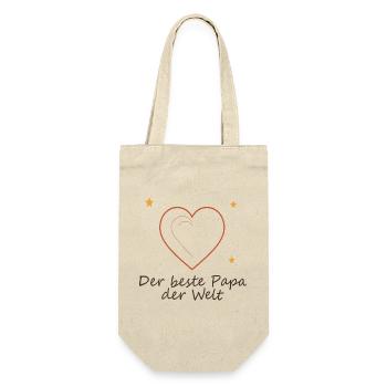 Der beste Papa der Welt Herzdesign - Geschenkbeutel für Flaschen - Natur - Vorne