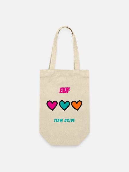 Junggesellinnenabschied. BRAUT. TEAM. TEAM MARIEE. ZUKÜNFTIGE BRAUT - Geschenkbeutel für Flaschen - Natur