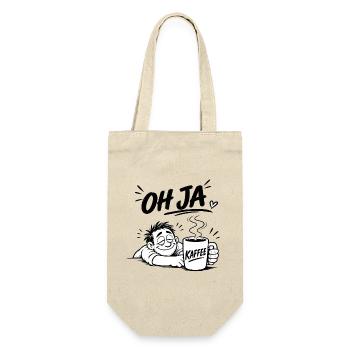 Kaffee oh ja Cartoon - Geschenkbeutel für Flaschen - Natur - Vorne