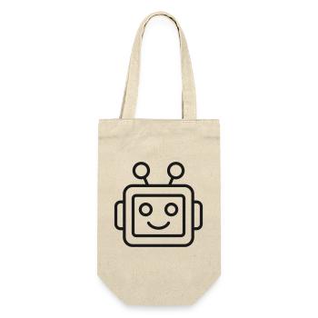 KI-Roboter-Kopfzeilen-Symbol - Geschenkbeutel für Flaschen - Natur - Vorne