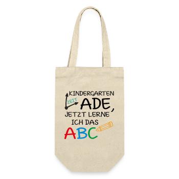 Kindergartenzeit ade, jetzt lerne ich das ABC - Geschenkbeutel für Flaschen - Natur - Vorne