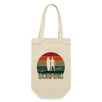 Surfing Sunset Man - Geschenkbeutel für Flaschen - Natur - Vorne
