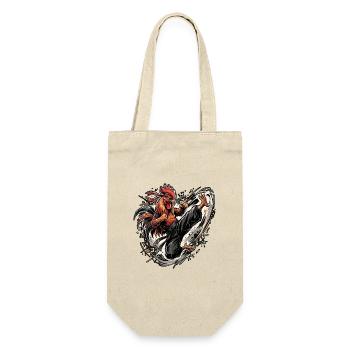 Karate Chicken - Geschenkbeutel für Flaschen - Natur - Vorne