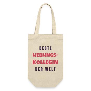 Beste Lieblingskollegin der Welt - Geschenkbeutel für Flaschen - Natur - Vorne
