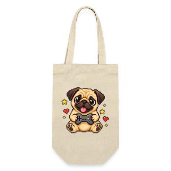 Mops Hund süßer Mops niedlicher Mops - Geschenkbeutel für Flaschen - Natur - Vorne