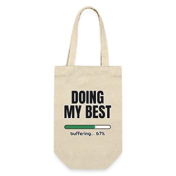 Doing My Best – Ladebalken 67 Prozent - Geschenkbeutel für Flaschen - Natur - Vorne