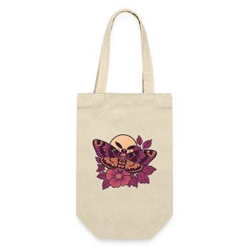 Schädelmotten-Mond-Floral - Geschenkbeutel für Flaschen - Natur - Vorne