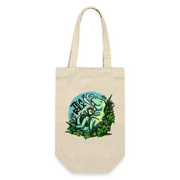 Tea Rex - Türkis -  (NO AI / Ohne KI) - Geschenkbeutel für Flaschen - Natur - Vorne