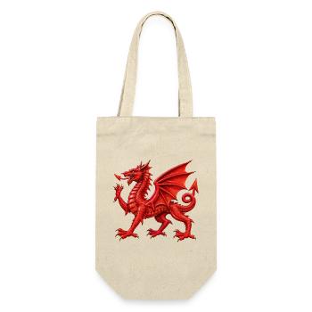 Walisischer Roter Drache - Geschenkbeutel für Flaschen - Natur - Vorne