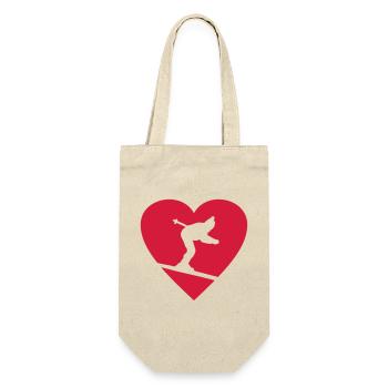 I love Ski - Ein Herz für Skifahrer - Geschenkbeutel für Flaschen - Natur - Vorne