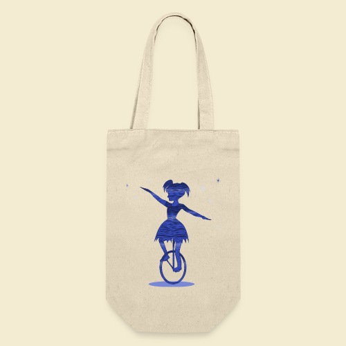 Einrad Girl blau - Geschenkbeutel für Flaschen
