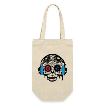 Sugar Skull mit Kopfhörer - Geschenkbeutel für Flaschen - Natur - Vorne