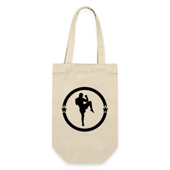 Kickboxen / Kickboxing / Kickboxer / Kick Boxing - Geschenkbeutel für Flaschen - Natur - Vorne