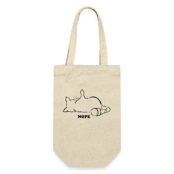 Katze Nope Mittelfinger Nein Nö Kein Bock - Geschenkbeutel für Flaschen - Natur - Vorne