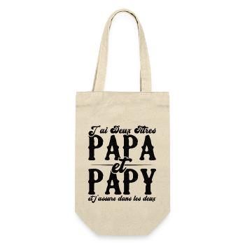 J'ai deux titres papa et papy - Sac à bouteille - nature - Devant