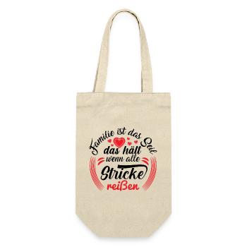 Familie ist das Seil das hält, wenn alle Stricke.. - Geschenkbeutel für Flaschen - Natur - Vorne