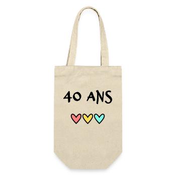 40 ANS. 40e ANNIVERSAIRE. ANNIVERSAIRE 40 ANS. 40 - Sac à bouteille - nature - Devant