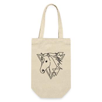 Pferd in geometrischer Form - Line-Art-Design - Geschenkbeutel für Flaschen - Natur - Vorne