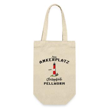 Pellworm, Ankerplatz Glücksgefühle, Leuchtturm - Geschenkbeutel für Flaschen - Natur - Vorne