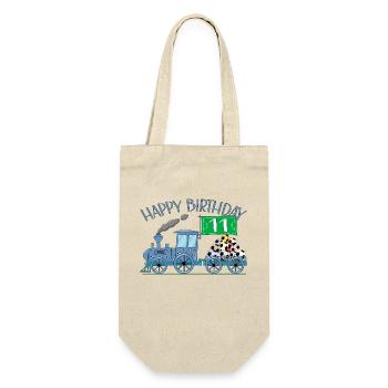 Children's Train Railway Happy Birthday Football 11 - Gift Bag for Bottles - nature - Front