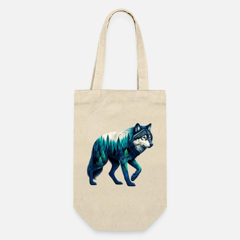 Wolf - Geschenkbeutel für Flaschen - Natur
