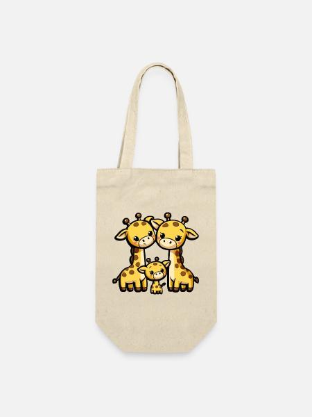 Giraffen Familie - Geschenkbeutel für Flaschen - Natur